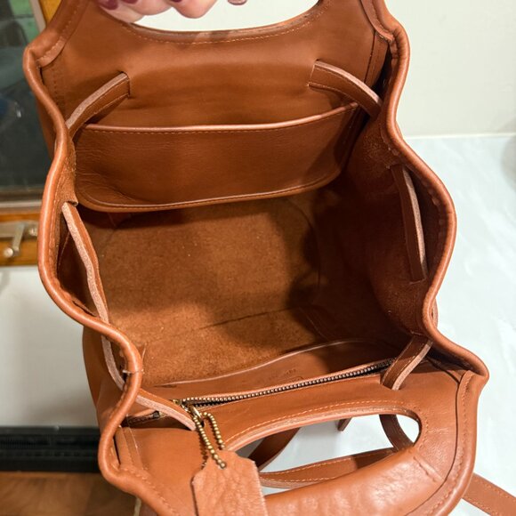 Vintage COACH Drawstring Backpack British Tan Shopper Handles 9994 - Picture 10 of 10